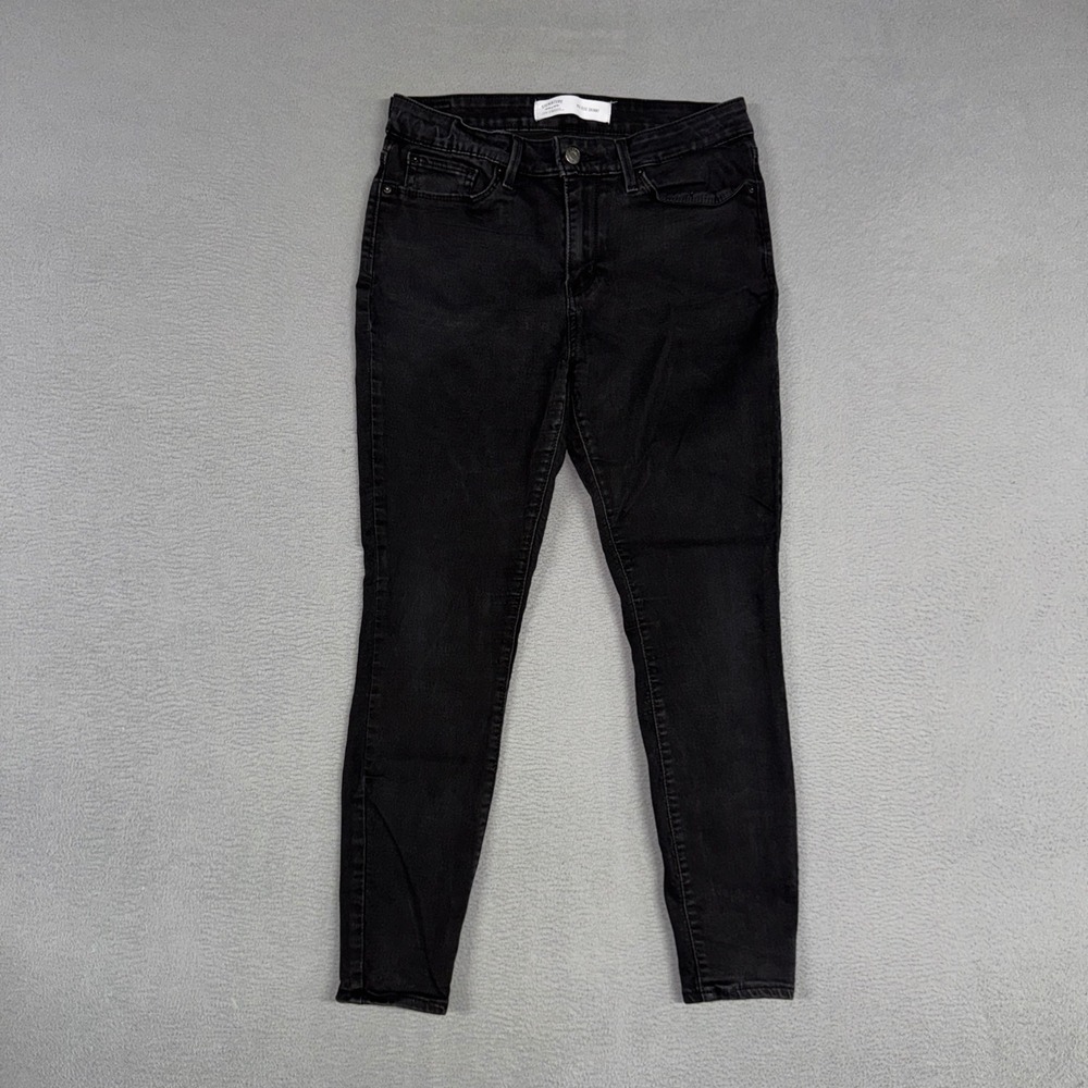 Signature Levi Jeans Womens 10 Short Faded Black Mid Rise Skinny Stretch Denim